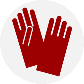 消毒と清潔な手袋の着用